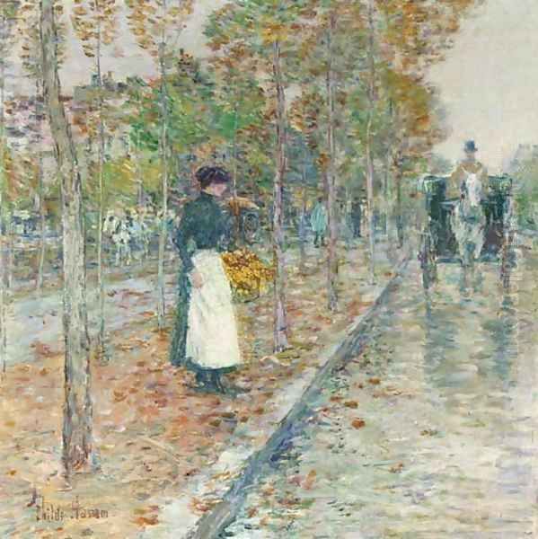 Autumn Boulevard, Paris Oil Painting by Childe Hassam