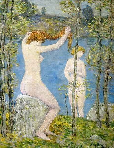 Untitled (Study for 'Bathers') Oil Painting by Frederick Childe Hassam