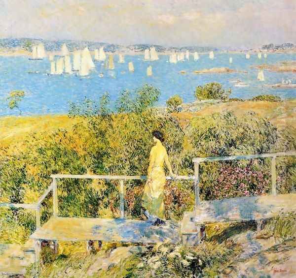 Yachts, Gloucester Harbor Oil Painting by Frederick Childe Hassam