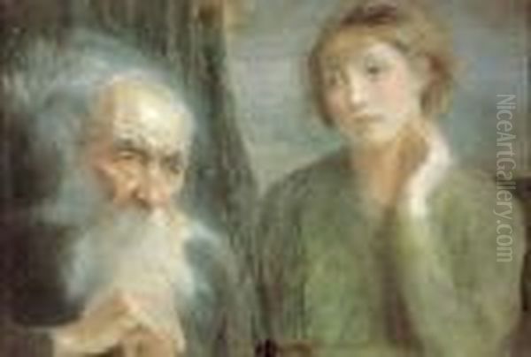 Starosc I Mlodosc Oil Painting by Teodor Axentowicz