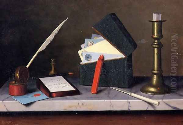 Secretary's Table Oil Painting by William Michael Harnett