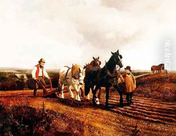 Ploughing, 1862 Oil Painting by John Frederick Herring Snr