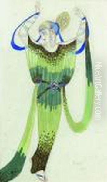 Danseuse Paree De Perles, 1922. Oil Painting by Lev Samoilovich Bakst