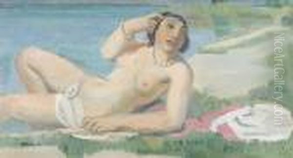 Liegender Akt Am Wasser Oil Painting by Maurice Barraud