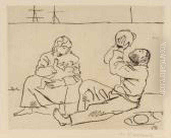 Famille De Pecheurs Oil Painting by Maurice Barraud