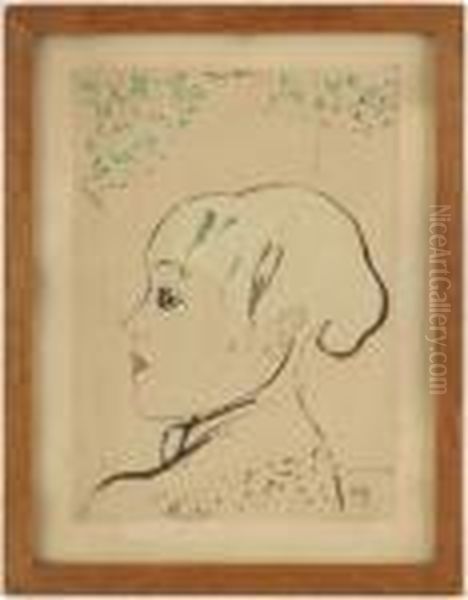 Jeune Femme De Profil Oil Painting by Maurice Barraud