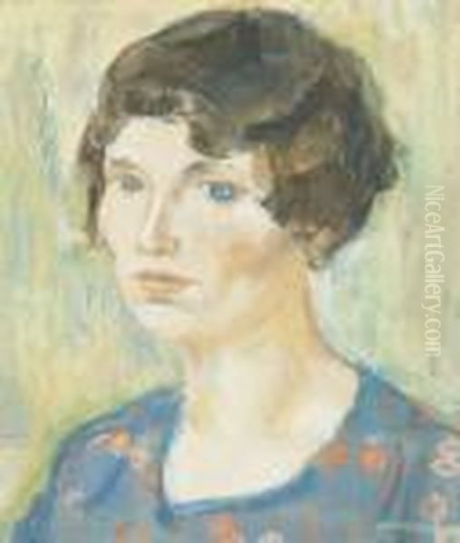 Kopfbildnis Einer Frau Mit Braunem Haar Oil Painting by Maurice Barraud