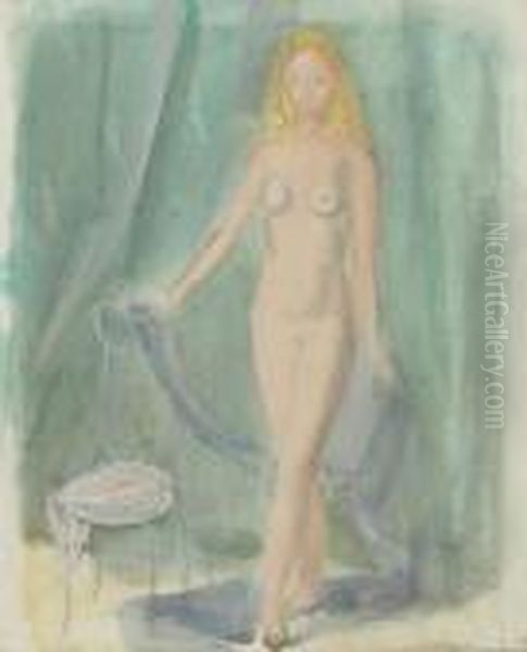 Standing Female Nude. Oil Painting by Maurice Barraud