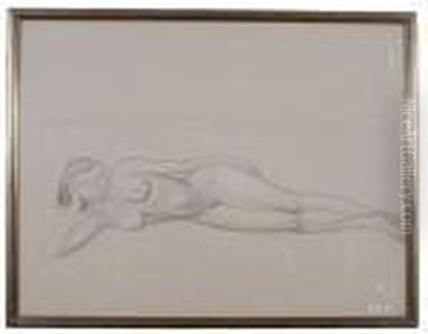 Reclining Female Nude. Oil Painting by Maurice Barraud
