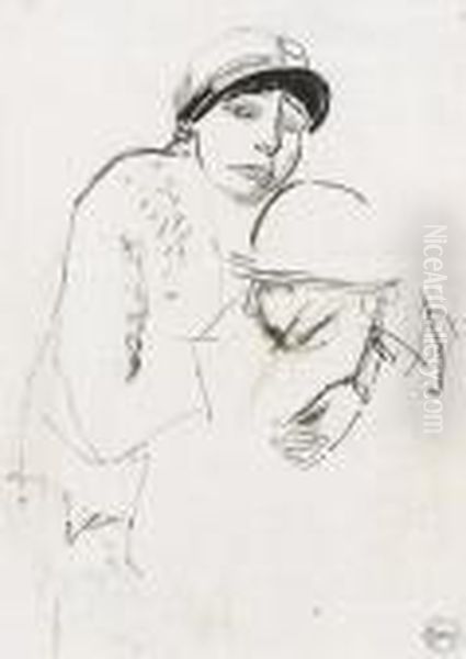 Deux Personnes. Oil Painting by Maurice Barraud