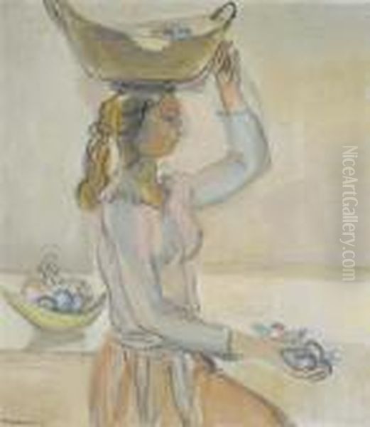La Porteuse De Fruits. 1953. Oil Painting by Maurice Barraud