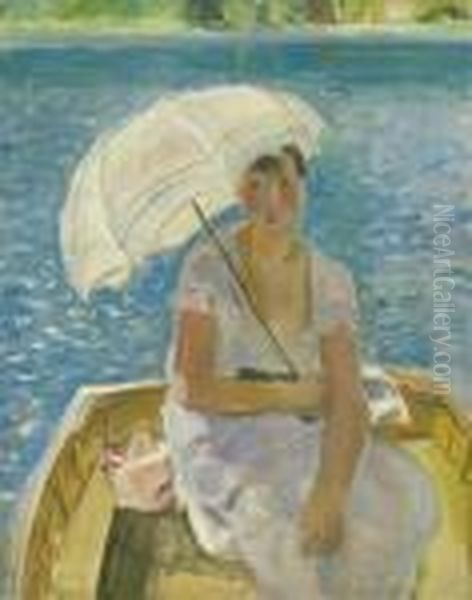 La Femme A L'ombrelle. Oil Painting by Maurice Barraud