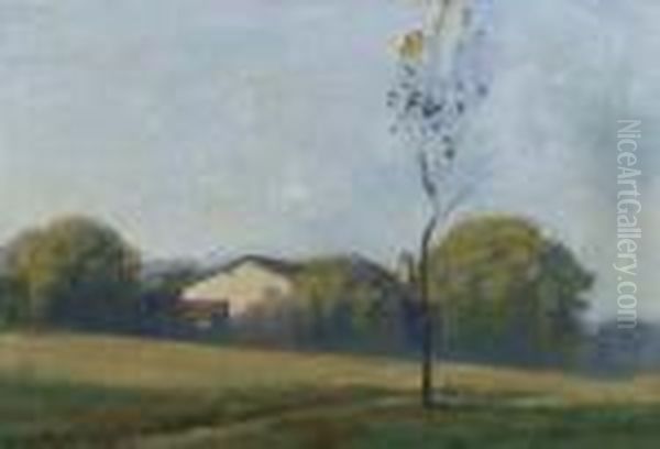 Paysage Genevois. Um 1907. Oil Painting by Maurice Barraud