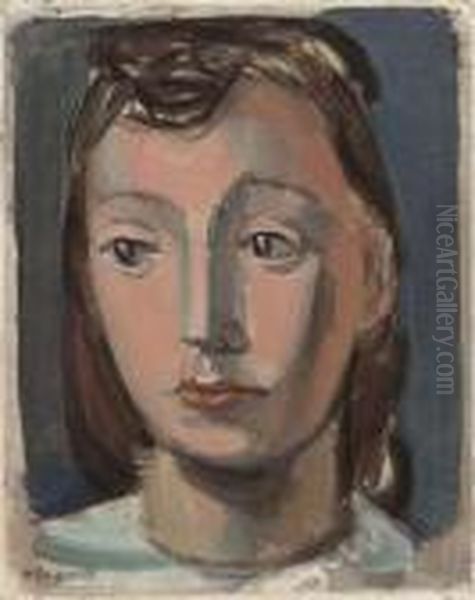 Portrait Eines Griechischen Madchens. Oil Painting by Maurice Barraud