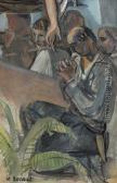 Eine Gruppe Betender Pilger. Oil Painting by Maurice Barraud