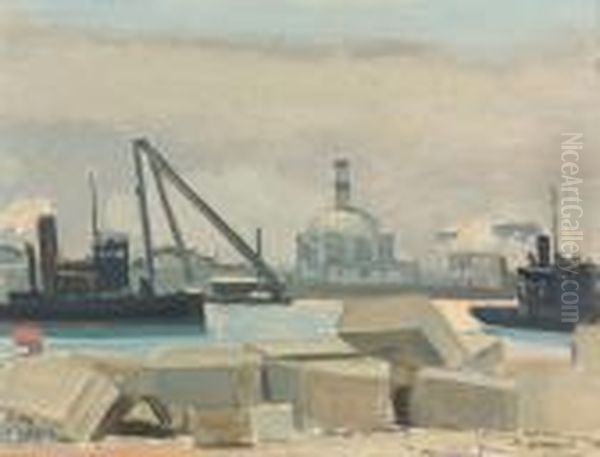 Hafenpartie. Oil Painting by Maurice Barraud