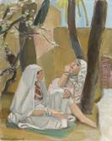 Zwei Algerierinnen. Oil Painting by Maurice Barraud