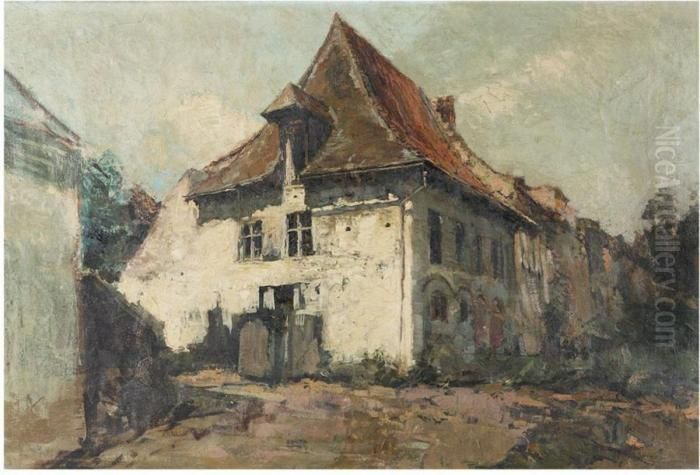 Old Run Down Castle. Oil Painting by Alfred Bastien