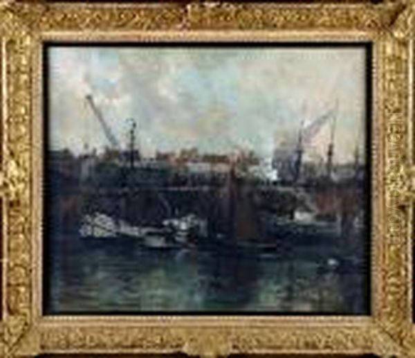 Vue Portuaire Oil Painting by Alfred Bastien