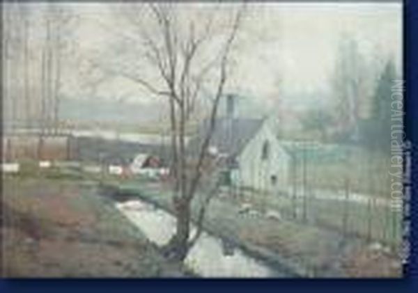 Ma Maisonnette Arouge- Oil Painting by Alfred Bastien