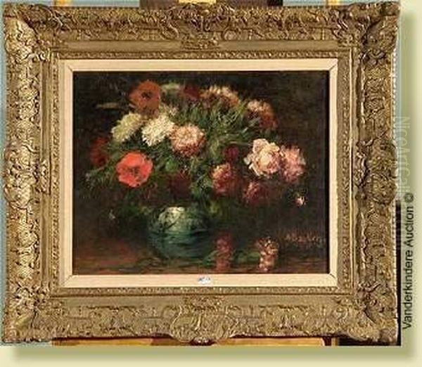Vase De Fleurs Oil Painting by Alfred Bastien