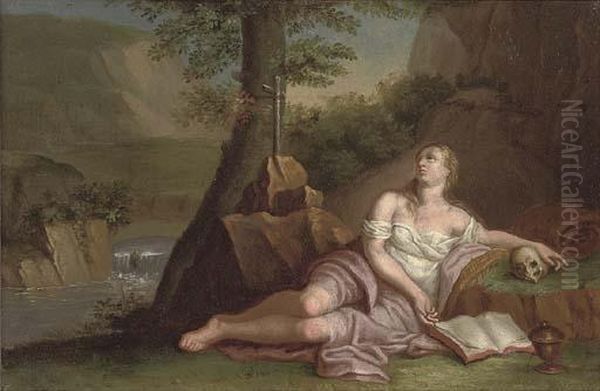 The Penitent Magdalen; And Saint Peter Oil Painting by Pompeo Gerolamo Batoni