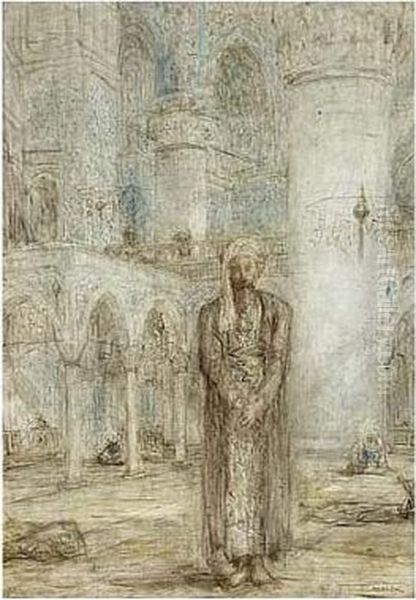 Oosterling In Een Moskee Oil Painting by Marius Bauer