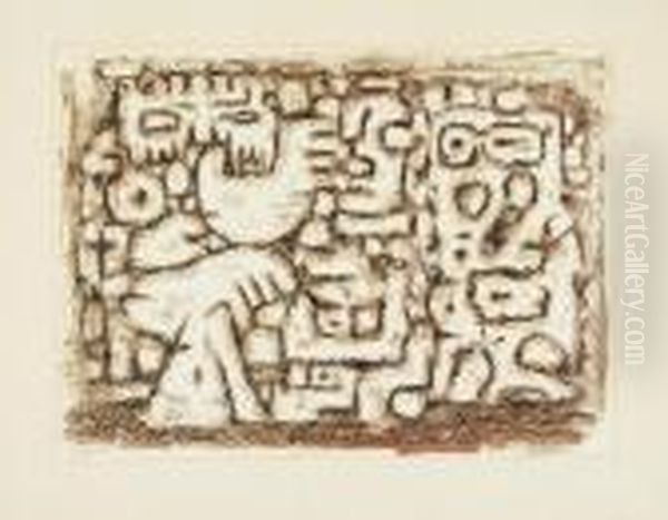Gesprach Der Riesen Mauer Oil Painting by Willi Baumeister
