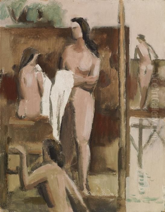 Badende Oil Painting by Willi Baumeister