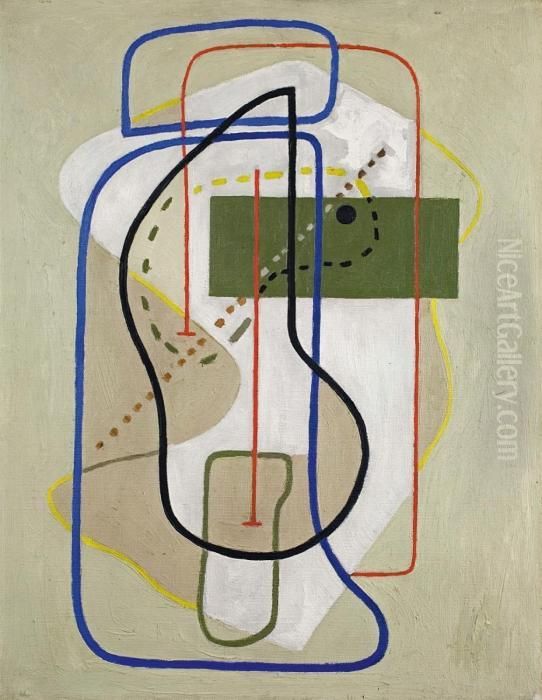 Linienfigur,abstrakt Oil Painting by Willi Baumeister
