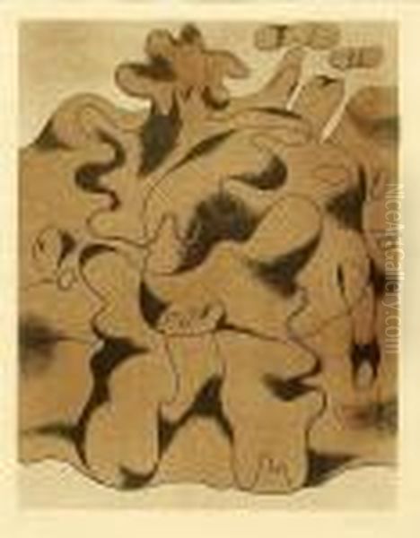 Waldmensch - Tertiar Gestalt. Oil Painting by Willi Baumeister
