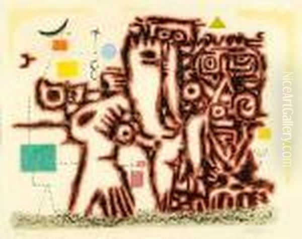 Zwei Weltalter. Oil Painting by Willi Baumeister