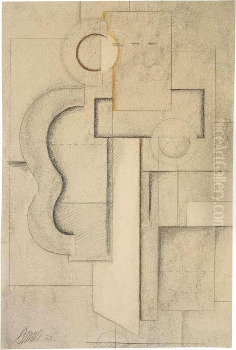 Mensch Und Maschine Oil Painting by Willi Baumeister