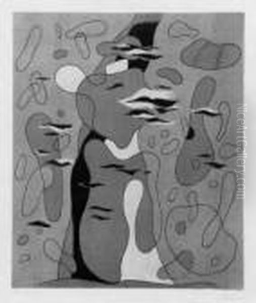 Ohne Titel (flammchen - Flammchenbild) Oil Painting by Willi Baumeister