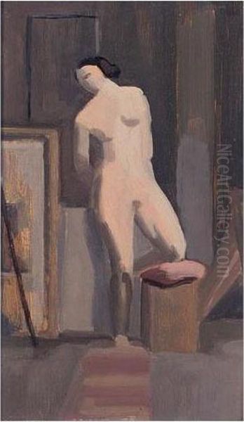 Weiblicher Akt Camille Corot Gewidmet (female Nude: Dedicated To Camille Corot) Oil Painting by Willi Baumeister