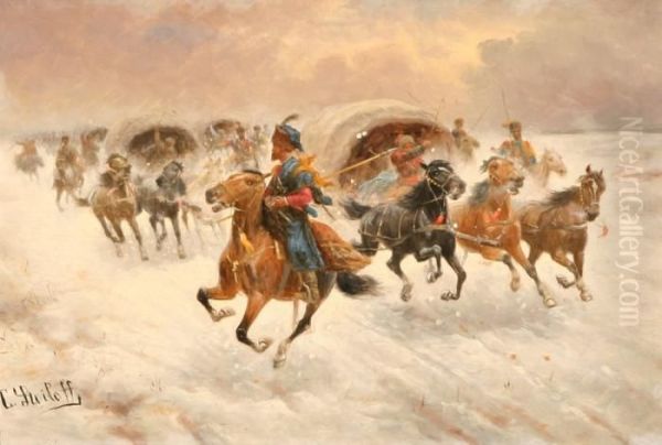 Pursuit Oil Painting by Adolf Baumgartner