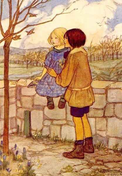 Child's Talk in April Oil Painting by Emma Florence Harrison