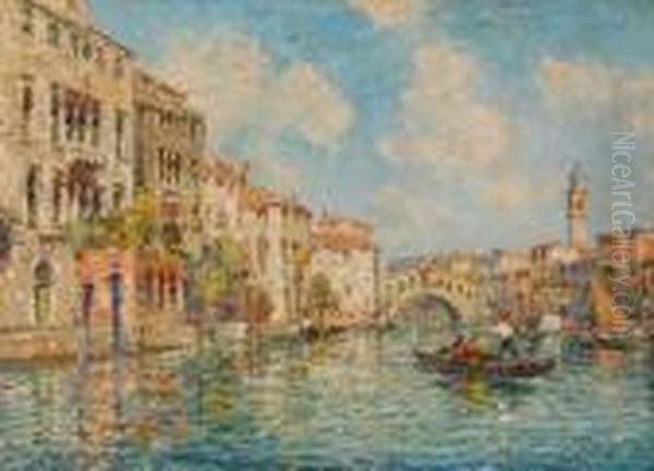 Veduta Del Canal Grande Oil Painting by Leonardo Bazzaro