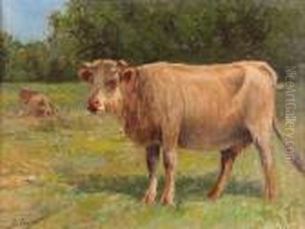 Kuhe Auf Der Weide. Oil Painting by Leonardo Bazzaro