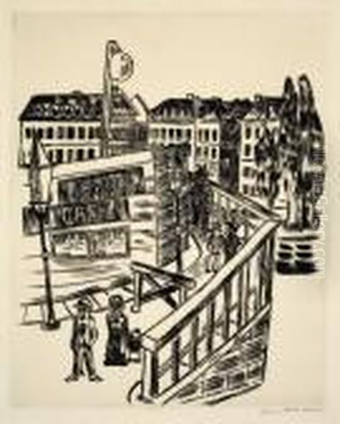 Holzbrucke Oil Painting by Max Beckmann