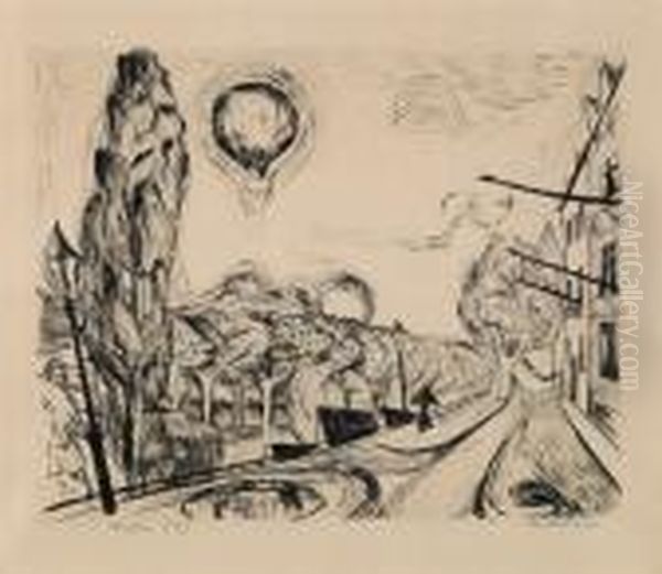 Landschaft Mit Ballon Oil Painting by Max Beckmann