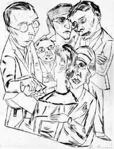 Der Zeichner In Gesellschaft Oil Painting by Max Beckmann