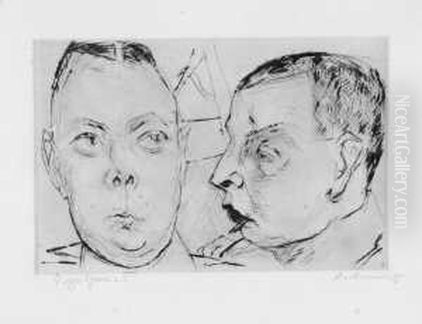 Zwei Auto-offiziere Oil Painting by Max Beckmann
