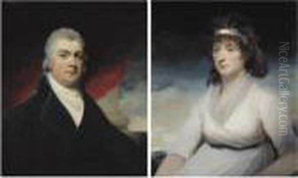 Anthony James Radcliffe 
(1754-1814), 5th Earl Of Newburgh; Anne, Countess Of Newburgh 
(1762-1861) Oil Painting by Sir William Beechey