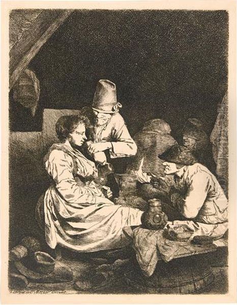 The Inn. Oil Painting by Cornelis (Pietersz.) Bega