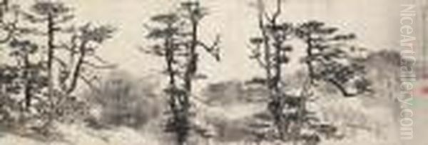 Himalayan Forest Oil Painting by Xu Beihong