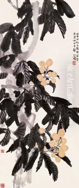 Loquats Oil Painting by Xu Beihong