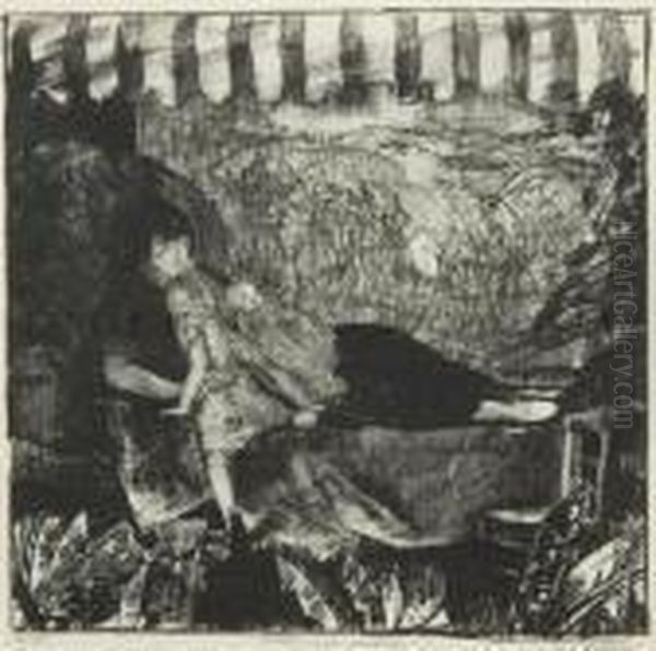 Mother And Children (june Again) Oil Painting by George Wesley Bellows