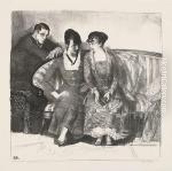 Emma, Elsie And Gene Oil Painting by George Wesley Bellows