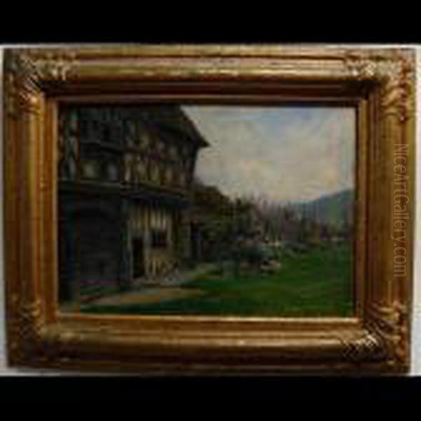 Stokesay, Ludlow Oil Painting by Frank Moss Bennett